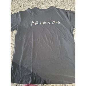 FRIENDS T-Shirt Mens Size MED‎ BLK w/Logo Round Neck Relaxed Boyfriend Tee